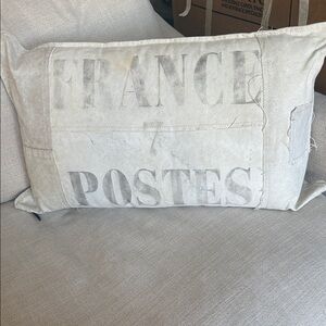 Restoration Hardware Cream Accent Pillow with Text Design